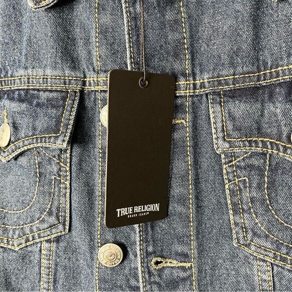 True Religion Jacket Women’s Small Jesse Medium Dreamy Wash Denim Trucker NWT - Picture 3 of 10